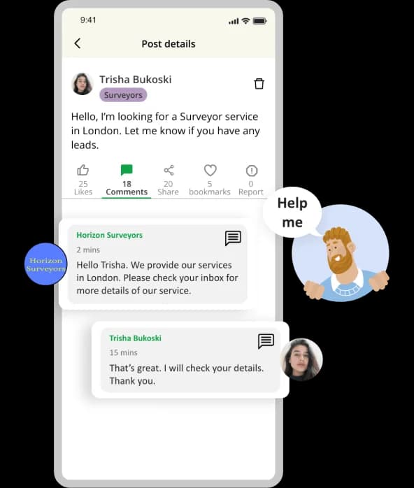 Community interaction and support feed