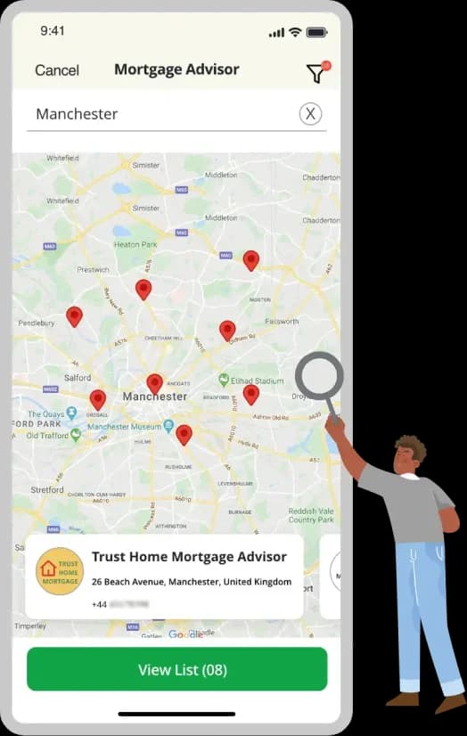 Map view for exploring properties and agents