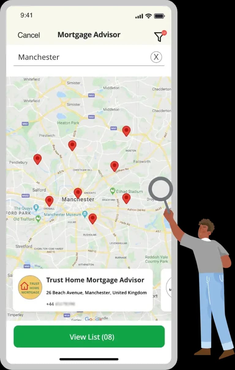 Map view for exploring properties and agents